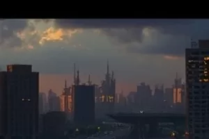 《灯塔与海》剧照,灯塔光束与海岸线