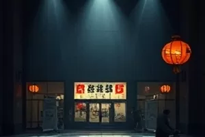 《雪落无声》剧照,雪中街灯与并肩背影