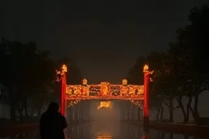 《长街短梦》剧照,夜市长街与霓虹倒影